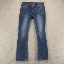 Maurices Jeans Womens 8 Blue Bootcut Stretch Medium Wash Embroidered 30x32