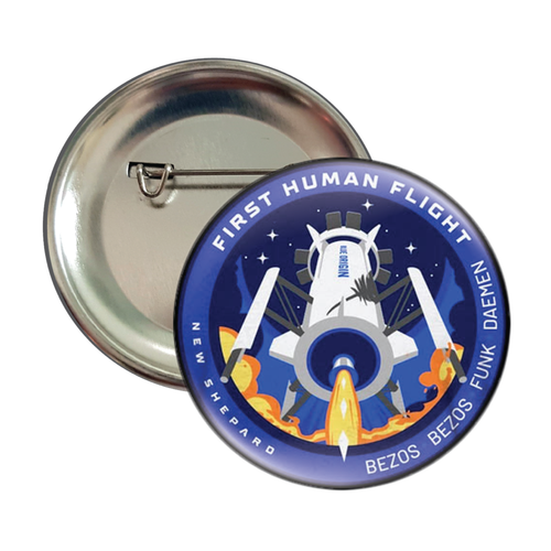 New Shepard Button Badge First Human Flight 58mm (2.25") Blue Origin Patch - Picture 2 of 2