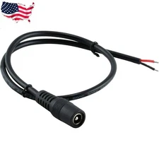 DC Power Jack Adapter Plug Female Pigtails 5.5mm x 2.1mm 30cm/12in 12V Port