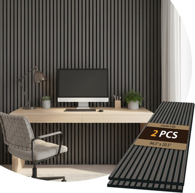 2-Piece Wood Slat Acoustic Panels - 94.5'' X 20.5'' - 3D Fluted Sound Absorbing Wa