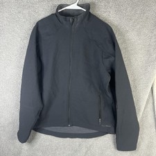 L.L.Bean Jacket Mens Medium Black Softshell Fleece Lined Full Zip Windbreaker