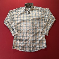 Burberry Shirt Mens Large Brown Plaid Button Up Casual Preppy London