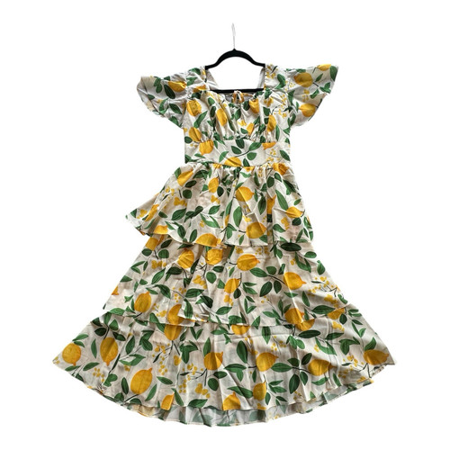 NWT Lemon Print Belle Poque Women's Ruffle Retro Vtg Style Tiered Summer Dress S - Picture 6 of 17
