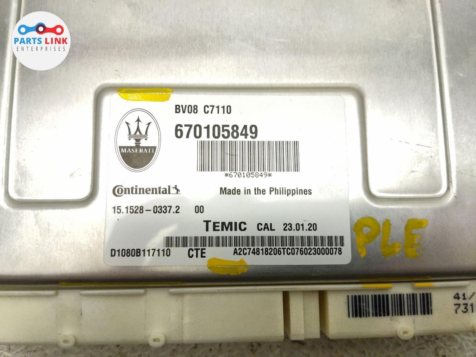 2017-20 MASERATI LEVANTE AIR SUSPENSION CONTROL MODULE UNIT BRAIN PLUG 670105849