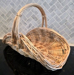 Vintage Wicker Gathering Basket Herb Flower Garden French Country Style Large