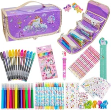 FTBox Fruit Scented Markers Set with Unicorn Pencil Case, Color Pencils, Twistab