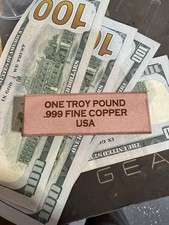 1 Pound Copper Ingot - .999 Pure Bullion Copper Bar USA Troy Pound