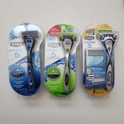 SCHICK Hydro 5 Mens Razor Hydrating Gel Reservoir 5 Blade Lot of 3 NEW Sealed