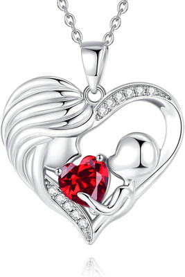 Mom Birthstone Necklace Mother and Child Love Heart Necklace I Love You Mom Gift