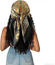 Large Square Head Satin Scarf Silk Feeling Hair Scarf 35"Head Scarves Bandana fo