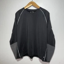 Xersion Shirt Mens XXL Long Sleeve Quick-Dri Black Hex Mesh Elbow Panels