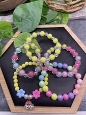 5 PC Child  s Kid Beaded Stackable 2  Diameter Plus Stretch Bracelet Set B142