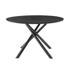 47 Inch Round MDF Coffee Table Sturdy Iron Base Short Leisure Tea Table for