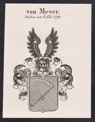 Meyer Wappen coat of arms Genealogie Heraldik heraldry Kupferstich 1820