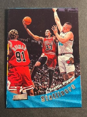 Box 18: 98-99 Stadium Club Statliners MISSING DIECUT BLANK BACK Scottie Pippen