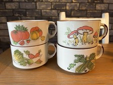 1970s Vintage Shell Petrol Station Ceramic Soup Bowls Traditional English 4 Set