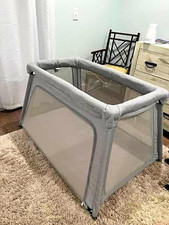 Newton Baby Travel Crib Play Yard Gray Breathable Mattress Zip Side Foldable
