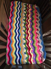 Afghan Crochet Baby Blanket Colorful Crib Size Handmade Vintage
