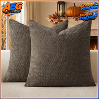 Kissenbezug Herbst Dunkelbraun Chenille 40X40 2Er Set Deko Kissen 0,29 Kg