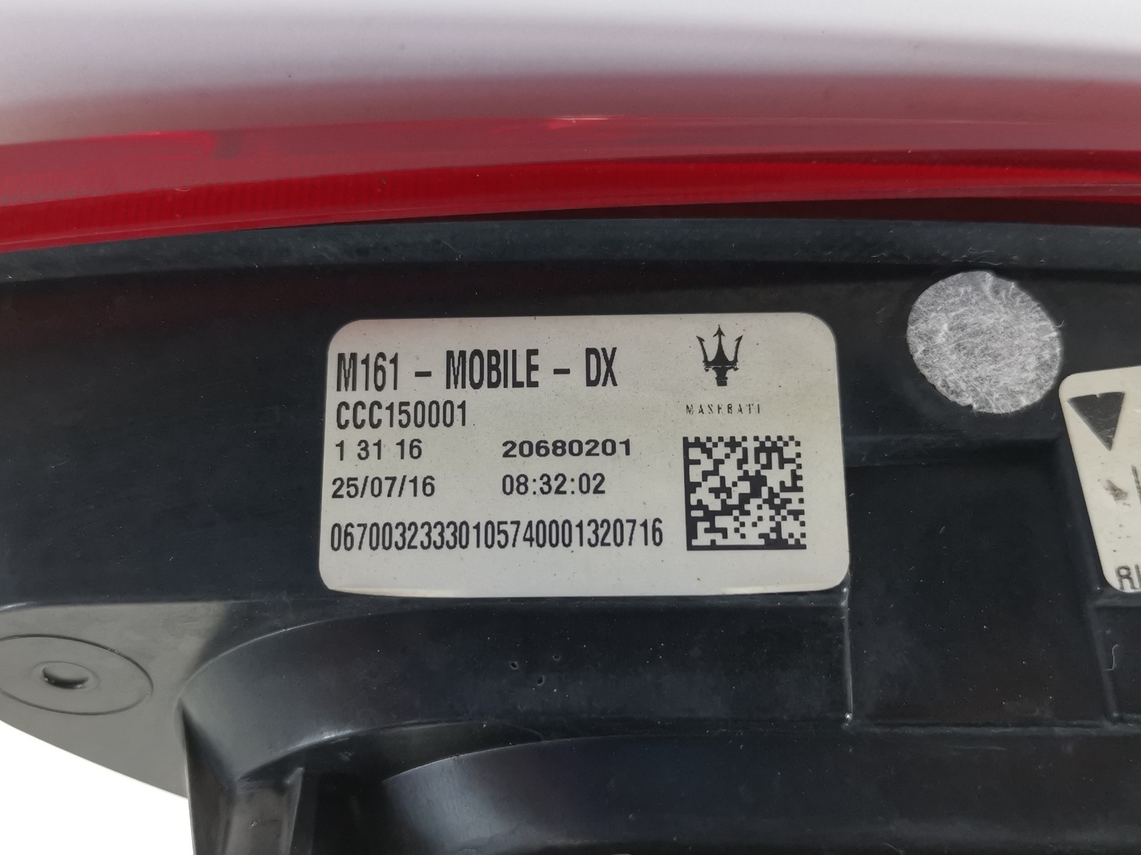 MASERATI LEVANTE S 3.0L 2017  Rear Right Side RH Inner Tail Light 670032333 OEM
