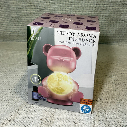 LOMI Teddy Aroma Diffuser Lavender LED Night Light Pink Electric Indoor