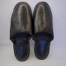 Used Loewe Black Leather Slippers Slides Flats Indoor Shoes Size 39 US 9 Women