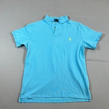 Polo Ralph Lauren Polo Shirt Mens Medium Blue Custom Slim Fit Logo Embroidered