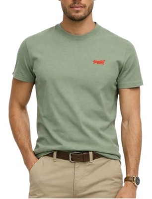Superdry Herren Essential Logo T-Shirt Laurel Khaki/Rot