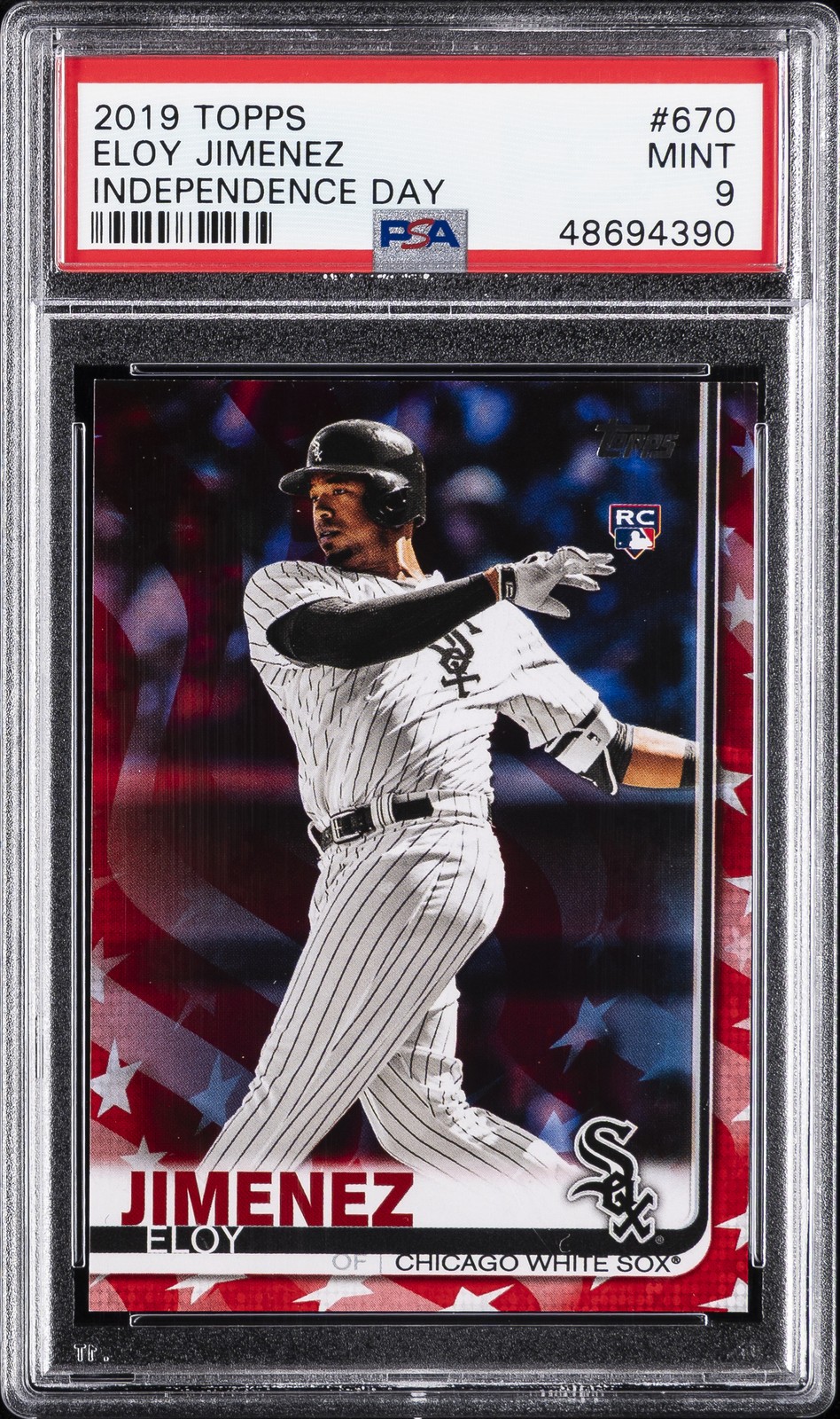 2019 TOPPS INDEPENDENCE DAY #670 ELOY JIMENEZ ROOKIE RC #/76 PSA 9