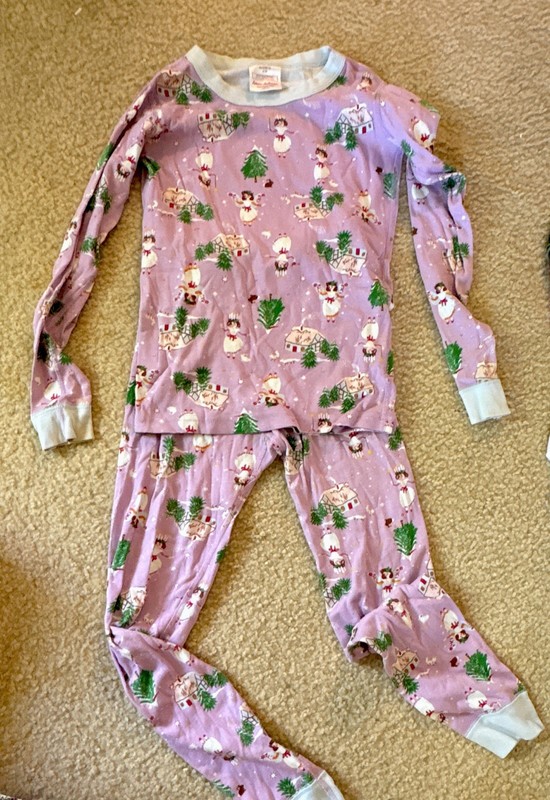 Hanna Andersson Girls 10 Organic Cotton Snug Fit 2pc Reindeer Pajamas Purple