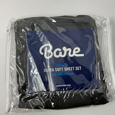 Bare Home Twin XL Sheet Set Black Flat , Fitted , Pillowcase