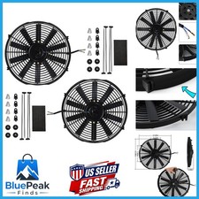 MuHize 14 Inch Electric Radiator Cooling Fan 12V 80W Push/Pull 2 Pack