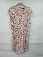 Lauren Ralph Lauren Floral Dress Women 6 Pink Ruffle Whimsical Feminine Elegant