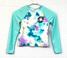 EUC Justice Girls Surf Rash Guard Swim Shirt-Built in Bra Tie Dye S
