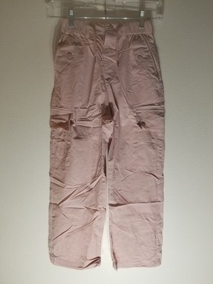 Rolanko Pink Parachute Pants for Girls Y2K Cargo Trousers with Pockets Size 8-10