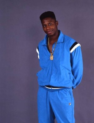 Rapper Doug E Fresh poses session with a fade haircut wearing a Po- Old Photo