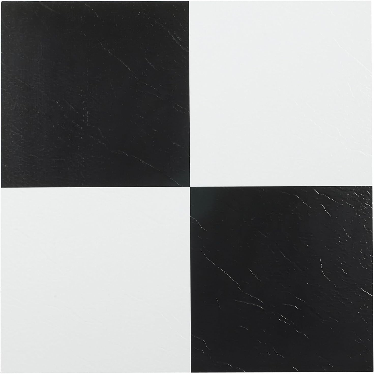 Nexus 12-Inch Vinyl Tile in Solid Black and White by Home Furnishings FTVSO10320