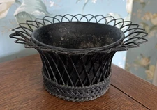 19C Victorian French Round Wire Basket Planter