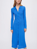 Maje Damen Kleid Blau Collared Viskosemischung MFPCA00292 Gr. 2 M 38