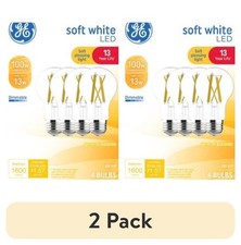 2 pack  100 Watt, Soft White, A19 Bulbs, Medium Base, Clear Finish, 13yr, 4pk