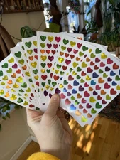 Lot Of 4 Sparkle Prismatic Rainbow Heart Sticker Sheets: Perfect For Planners!