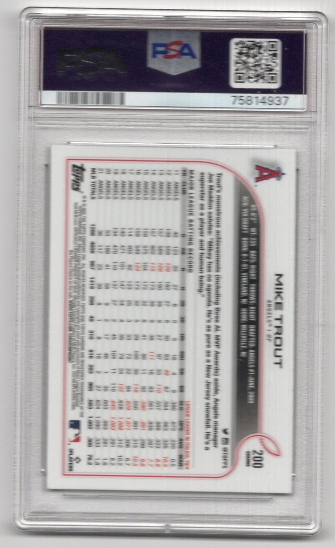 Mike Trout 2022 Topps Chrome Sepia Refractor # 200 *PSA 10 GEM MT* Angels view 2
