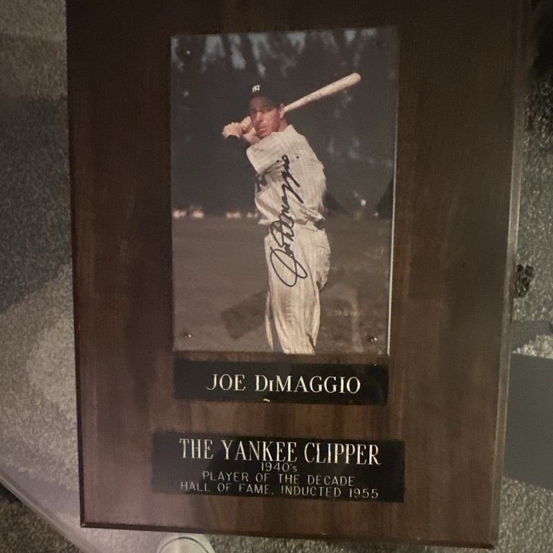 Joe DiMaggio Signed Original New York Yankees Photo Plaque "The Yankee Clipper"