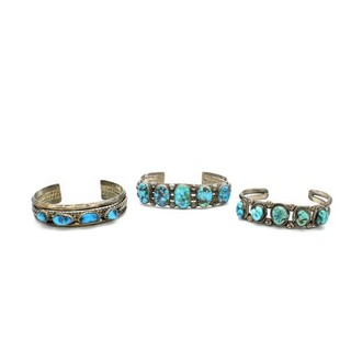 Southwest Sterling Turquoise Rope Twist 6 6.25in Bracelet Cuff Lot of 3 #S4577 5