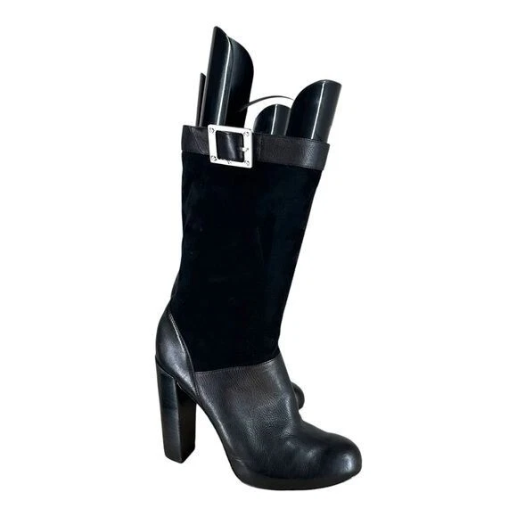 Rachel Zoe 8 Claudia Buckle Suede Boots High Ankle Round Toe Sexy City Leather - Image 4 of 4