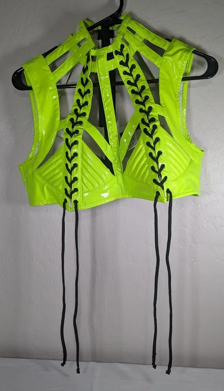 Dolls Kill Club EXX Rude Awakening Harness Top XL Fes… Gem