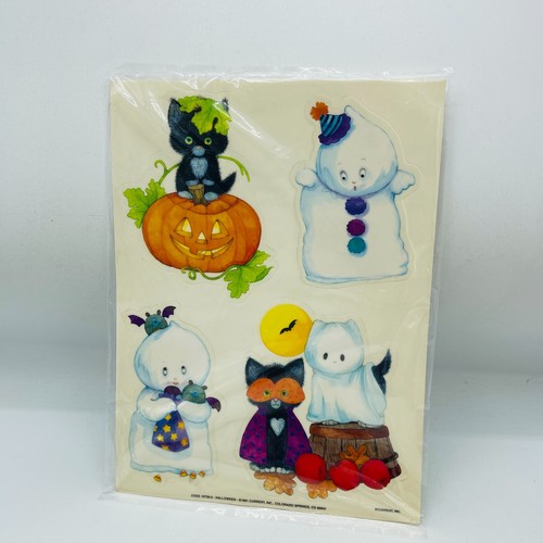 Ventana de vinilo de Halloween 1991 vintage se aferra fantasma actual casa embrujada gato - Imagen 2 de 12