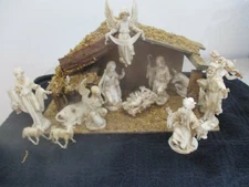 Vintage Nativity with Manger. 13 pieces