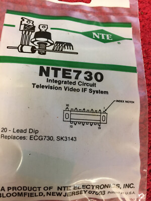 NTE 730 INTEGRATED CIRCUIT TELEVISION VIDEO IF SYSTEM 20 LEAD DIP