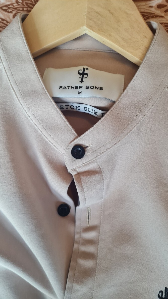 Father Sons White Slim Fit Grandad Shirt Father Sons White Grandad